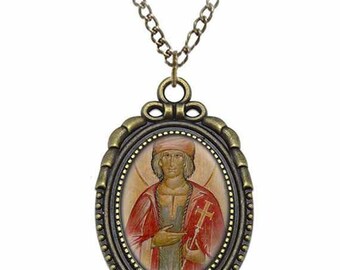 St Gerald of Aurillac Catholic Necklace Bronze Medal w Chain Oval Pendant Saint