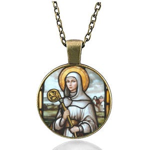 St. Brigid of Kildare Necklace Medal Religious Christian Pendant