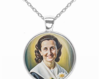 St. Gianna Beretta Molla Necklace – Patron Saint of Mothers & Preborn Children Catholic Medal Pendant