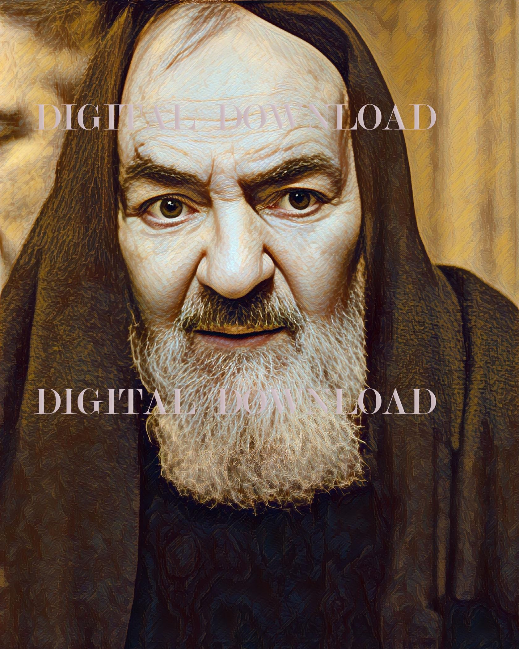St. Padre Pio DIGITAL DOWNLOAD Catholic Art Print Restored Photo