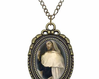 St Albert of Sicily Bronze Medal Necklace: Catholic Oval Pendant