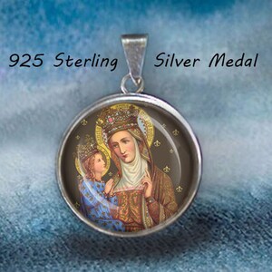 St Ann Anne Mother Of Blessed Virgin Mary Religious Christian Medal. Sterling Silver 925 Pendant 20mm