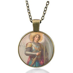 Saint Michael the Archangel Necklace. Religious Protect Pendant