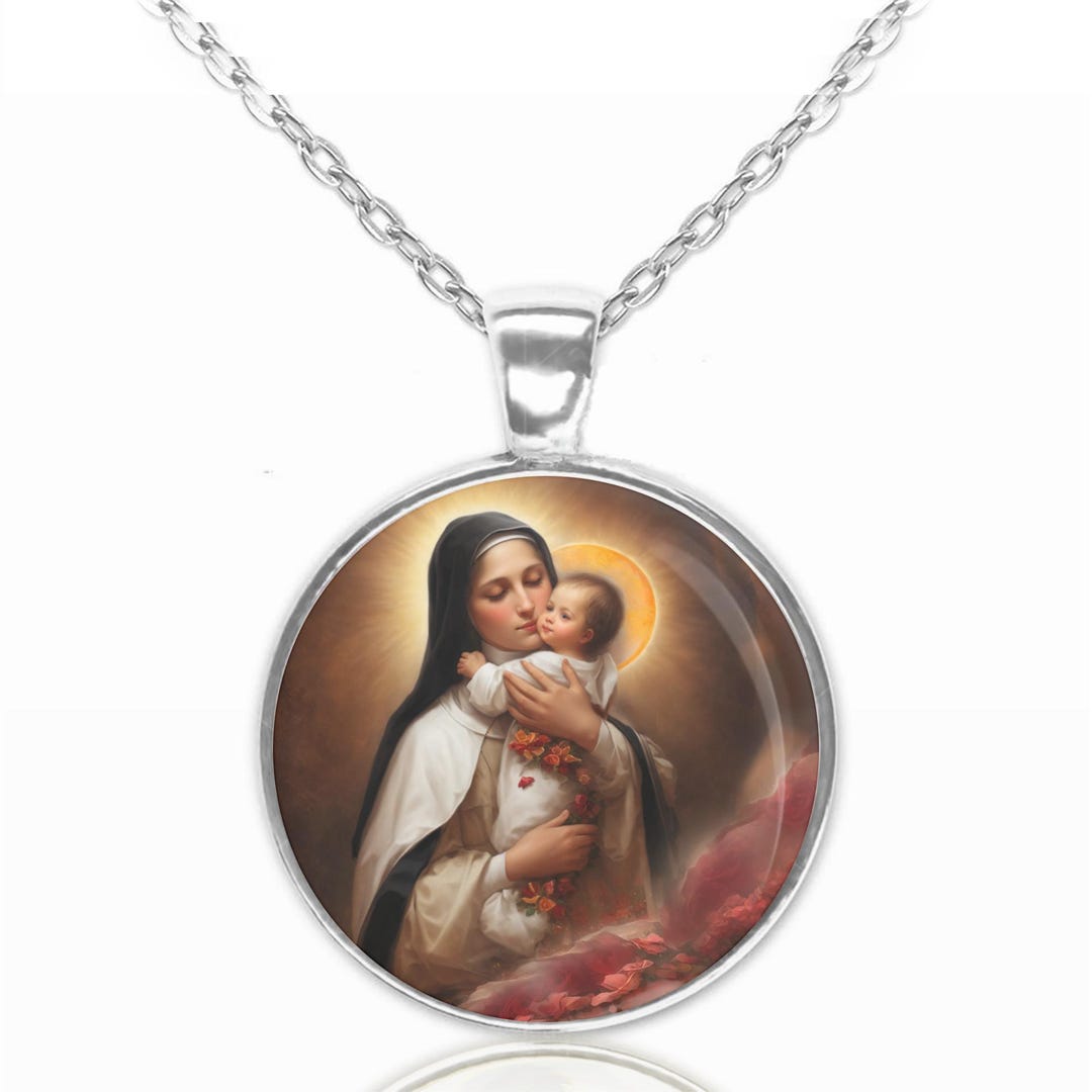 St. Therese of Lisieux Flowers Catholic Saint Necklace Pendant - Etsy