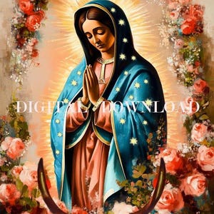 Unsere Dame von Guadalupe religiöse Kunst Druck | Selige Jungfrau Maria | Digitaler Download