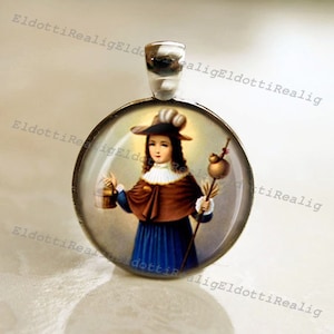 Santo Niño de Atocha / heilig kind van Atocha katholieke religieuze medaille hanger / cabochon bedel met glazen koepel