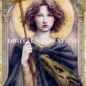 St. Margaret of Antioch Patron of Pregnant women - Saint Marina the Great Martyr - Catholic Art DIGITAL DOWNLOAD Religious Print Christian