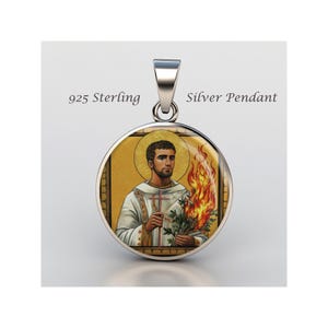 St. Laurentius Religiöse Devotionalie Sterling Silber 925 Christian Medal Patron Anhänger