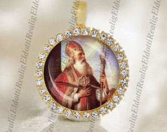 St. Adalbert of Prague Saint Christian Catholic Gold Tone Medal Charm Pendant