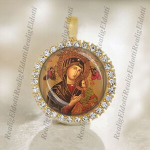 Our Lady of Perpetual Help / Our Lady of Perpetual Succour Christian Catholic Gold Tone Medal Pendant Jewelry