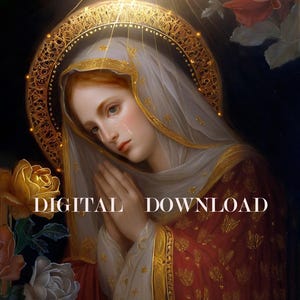 Our Lady of Sorrows Mary Digital Art Sorrowful Mother Catholic Print Download