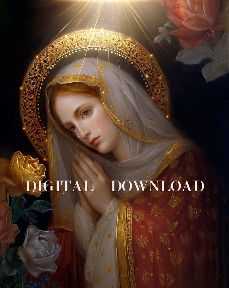 Our Lady of Sorrows Mary Digital Art Sorrowful Mother Catholic Print ...