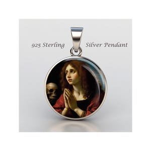 Saint Mary Magdalene Religious Devotional sterling silver 925 Christian Medal Patron Pendant