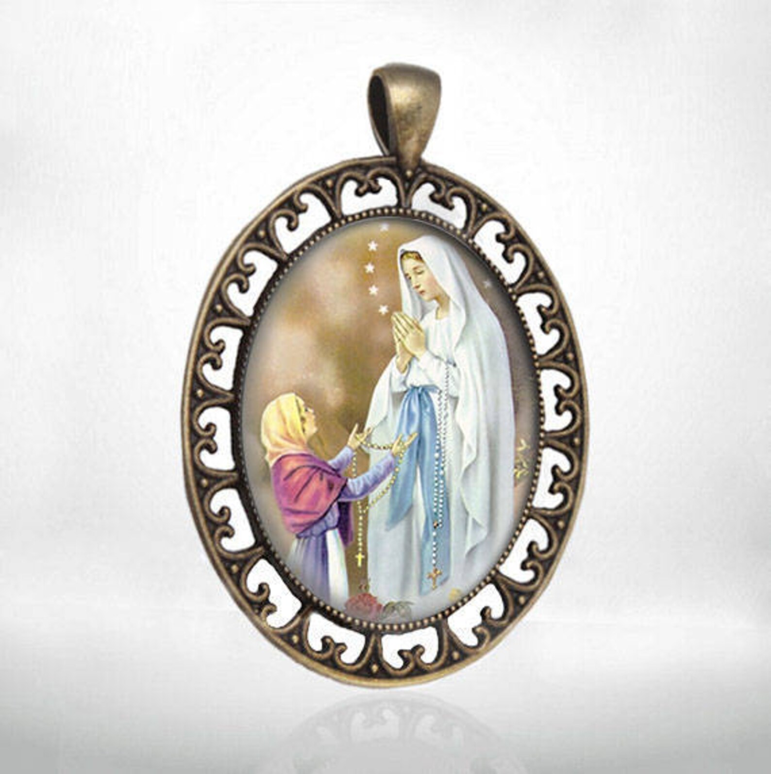 Religious Catholic Virgin Mary Medal Pendant Our Lady of Lourdes ...
