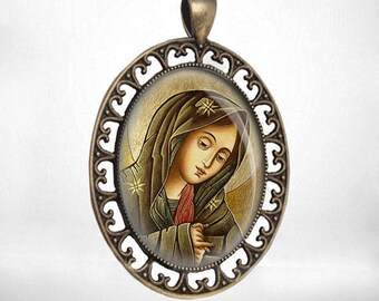 Our Sorrowful Mother the Seven Sorrows Virgin Mary Medal Bronze Tone Christian Catholic