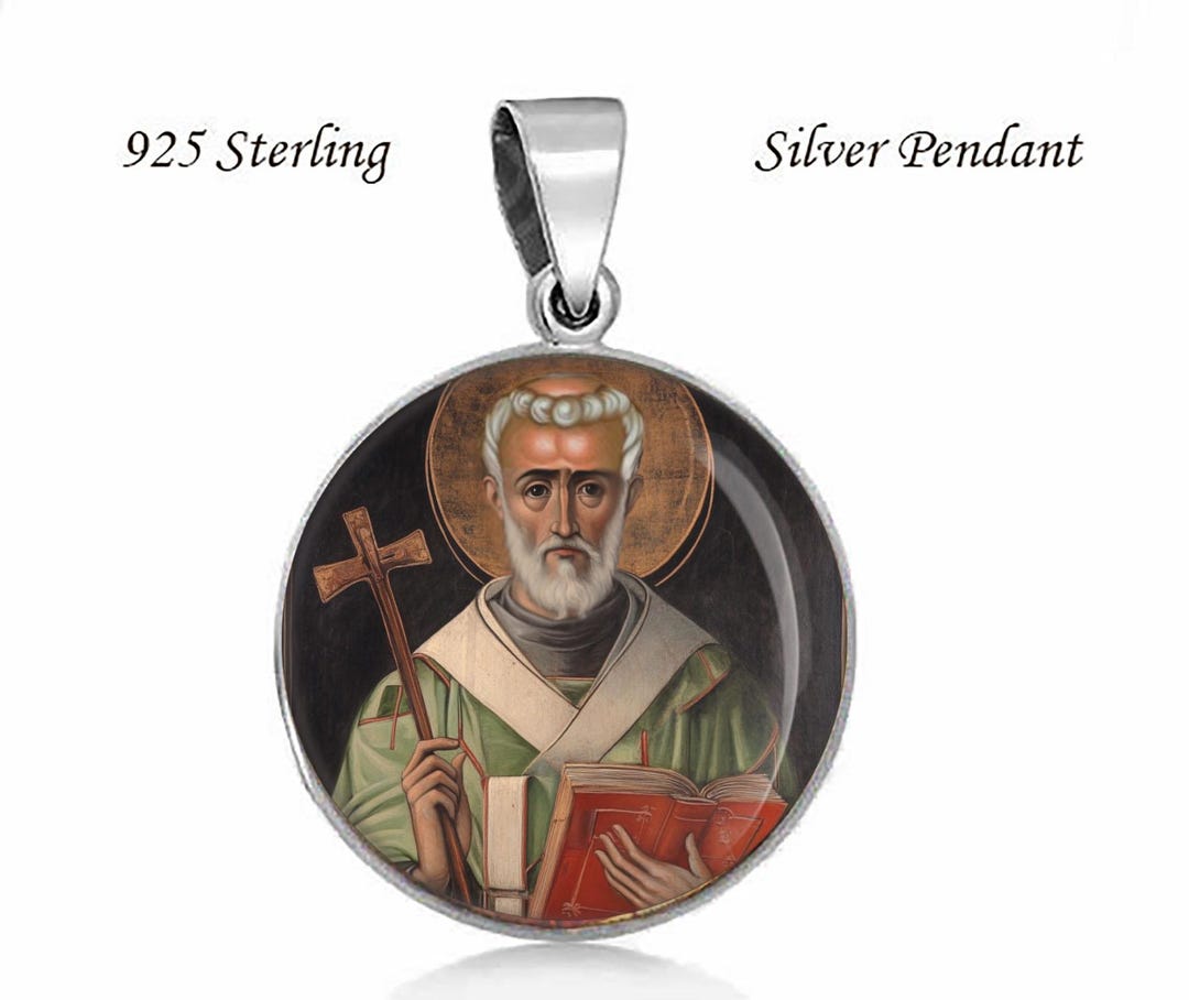 Saint Wilfrid Sterling Silver 925 Christian Medal Patron Pendant Easter ...