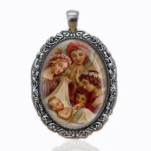 Guardian Angels Medal Catholic Child Protection Silver Tone Jewelry