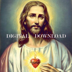 Jesus Christ Sacred Heart Catholic Art DIGITAL DOWNLOAD