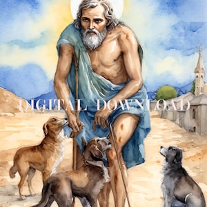 Saint Lazarus of Bethany Watercolor Painting Style Religious Art DIGITAL DOWNLOAD Print