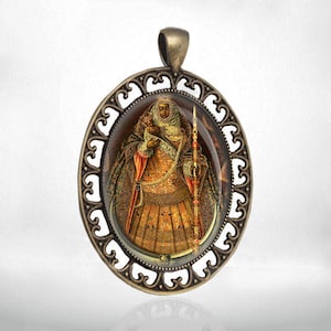Colgante ovalado con medalla católica de la Virgen María Negra de Nuestra Señora de la Candelaria
