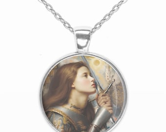 St. Joan of Arc Necklace: Catholic Christian Medal Pendant
