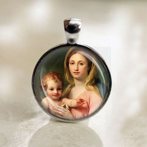 Madonna and Child by Anton Raphael Mengs Catholic Medal. Virgin Mary and Jesus  Pendant