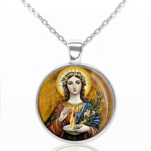 Collier pendentif médaille sainte Agathe sainte patronne