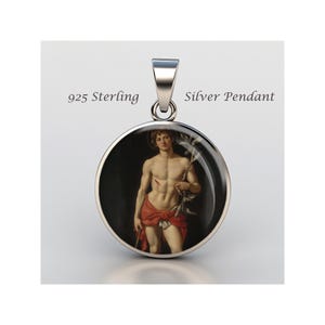 Saint Sebastian Religious Devotional sterling silver 925 Christian Medal Patron Pendant