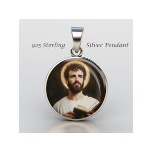 Heiliger Barnabas Religiöse Devotionalie Sterling Silber 925 Christian Medal Patron Anhänger