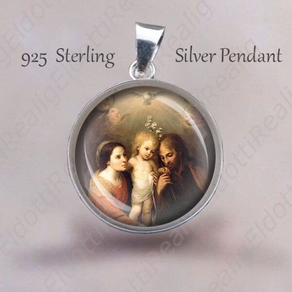 Sterling Silver Holy Family Medal: Christian Religious Pendant