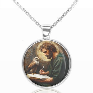 St John the Evangelist Art Christian Religious Catholic Medal Pendant Necklace