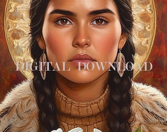 Santa Kateri Tekakwitha Pintura DESCARGA DIGITAL
