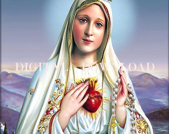 Our Lady Fatima Mother Mary Painting DIGITAL DOWNLOAD