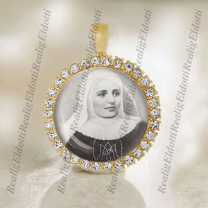 St. Laura Catholic Christian Gold Tone Medal Pendant Patron Saint Religious Jewelry