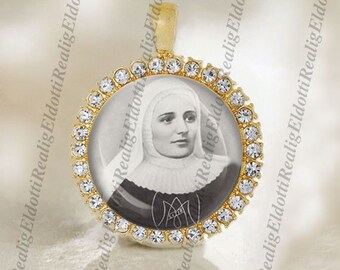 St. Laura Catholic Christian Gold Tone Medal Pendant Patron Saint Religious Jewelry