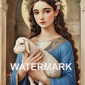 Heilige Agnes van Rome met religieuze kunst lam DIGITALE DOWNLOAD
