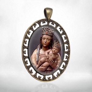 Our Lady of Almudena, patroness of Madrid Catholic Medal Oval Bronze Pendant for Necklace