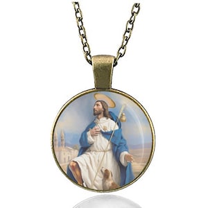 St. Roch Rocco Catholic Nobleman Necklace Christian Medal Pendant