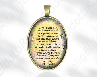 Saint Francis Quote Prayer Pendant Catholic Medal Bronze