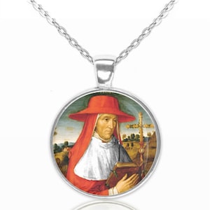 Saint Erasmus of Formia / St Elmo Catholic Necklace. St Erasmus Jewelry Pendant. Religious Catholic Medal.