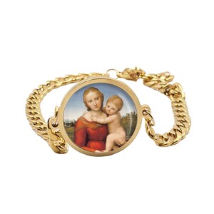 Our Lady Madonna And Child Jesus  Bracelet Gold or Silver tone Religious Jewelry Simple Chain