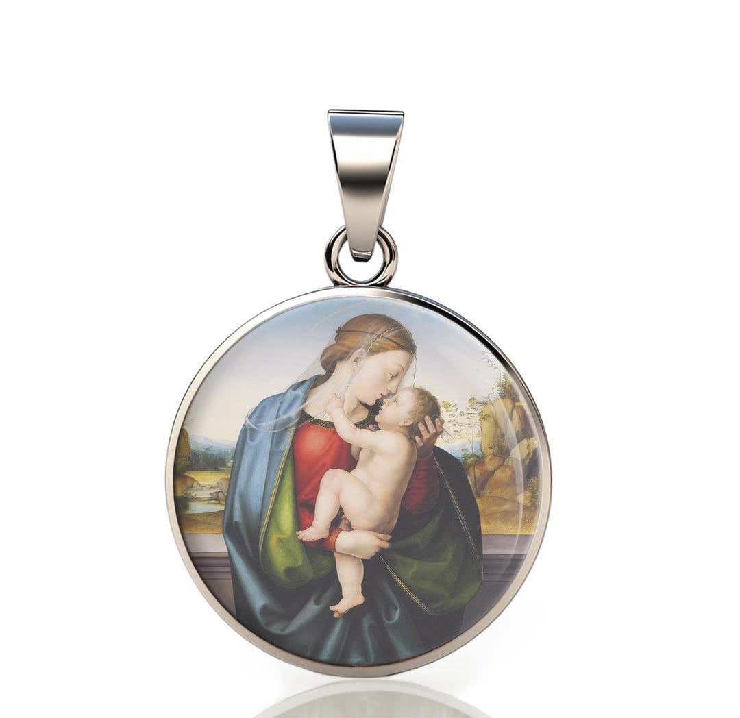 Our Lady Madonna and Child Sterling Silver Pendant - Christian Medal ...