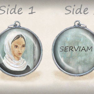 St. Angela Merici / SERVIAM Catholic Medal. Christian Religious Pendant for Necklace. Catholic Patron Jewelry.