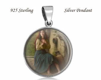 St Photini, The Samaritan Woman Round Pendant Sterling Silver Medal  0.8" (20 mm)