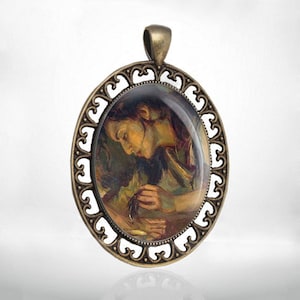 Mary Magdalene Anointing Jesus&#39; feet Bronze Pendant