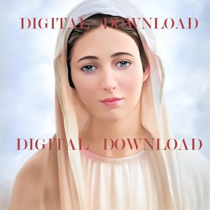 Our Lady of Medjugorje Print Religious Devotional Artwork Art DIGITAL DOWNLOAD