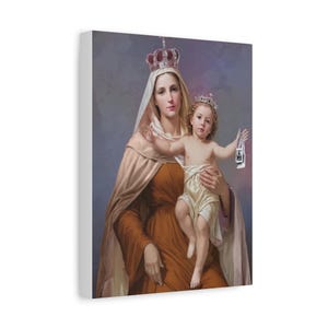 Our Lady of Mount Carmel Catholic Canvas Wall Art, Christian Decor
