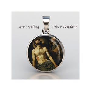 Saint Lazarus Religious Devotional sterling silver 925 Christian Medal Patron Pendant