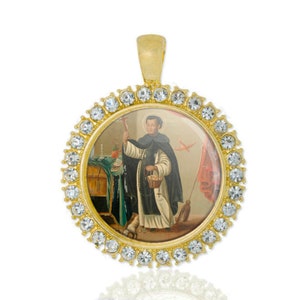 St Martin de Porres Gold Ton Anhänger mit Strass