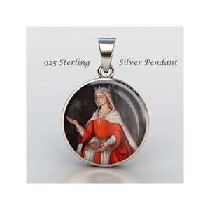 Saint Adelaide Religious Christian sterling silver 925 Christian Medal Patron Pendant